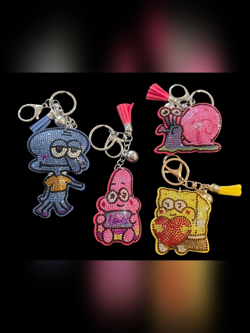 Spongebob and Friends Cartoon Bag CharmKeychain Set
